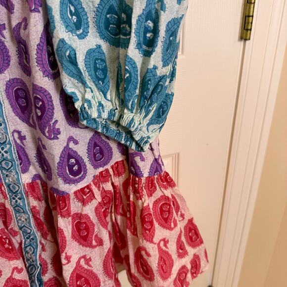 Charina Sarte Philippine Boho Paisley Dress XL Multicolor Tiered Long Sleeve - Picture 5 of 9